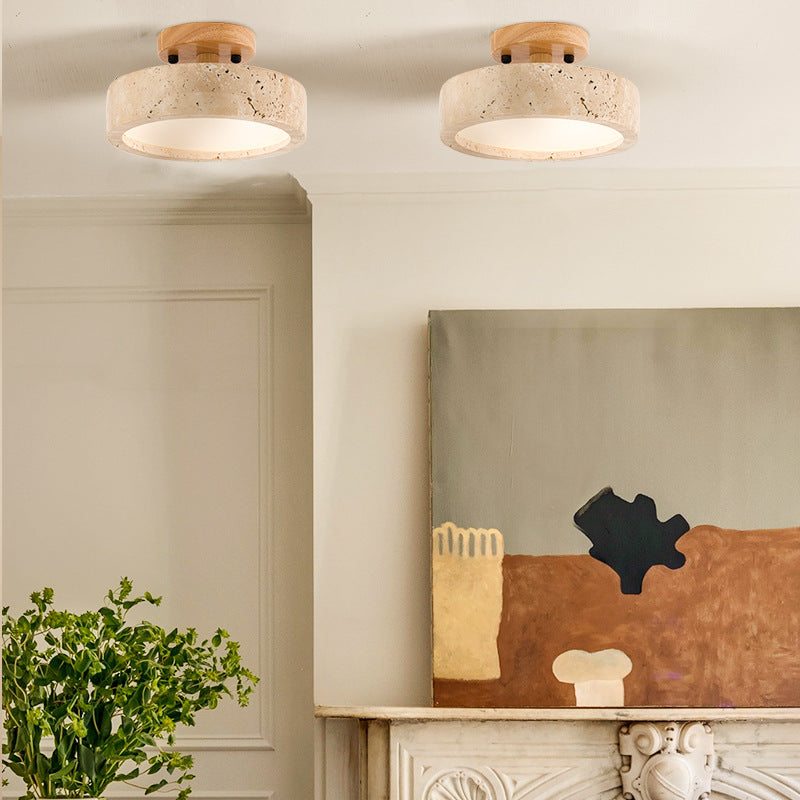 Aterna - Lampada da Soffitto LED Rotonda in Travertino
