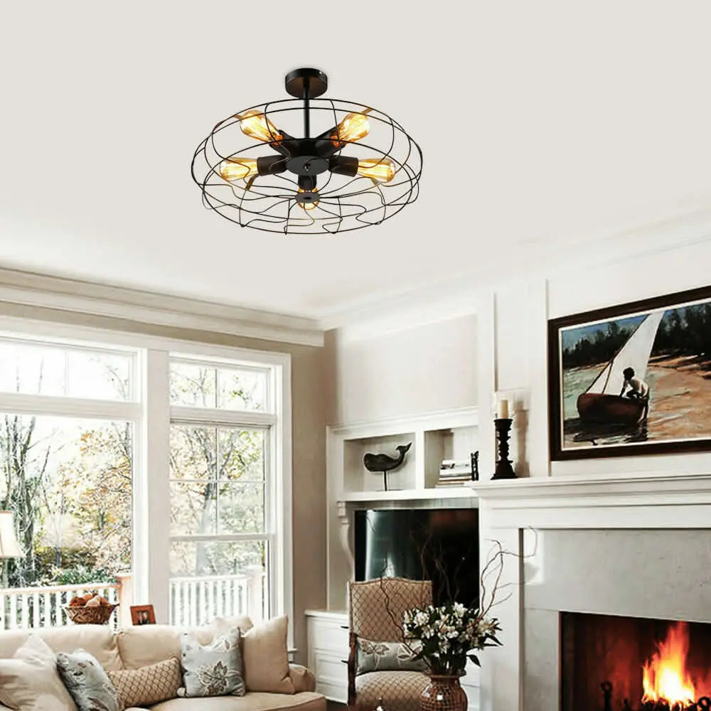 Helia - Lampada da soffitto in stile gabbia vintage