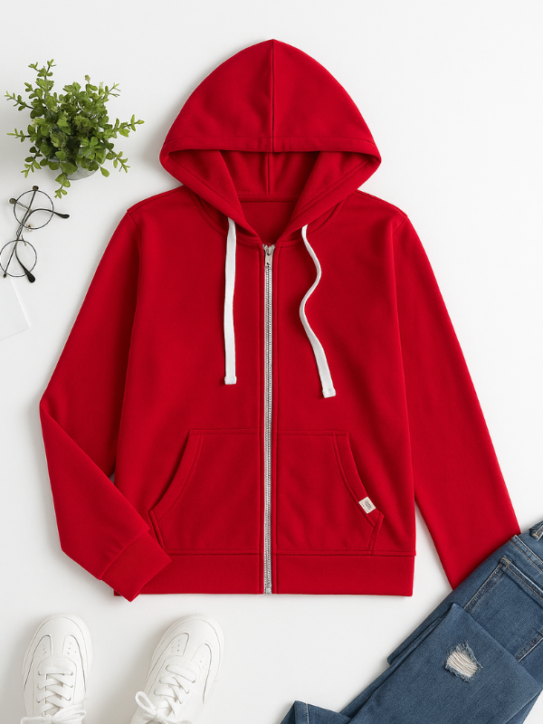 Adjustable Drawstring Women's Casual Zip Hoodie