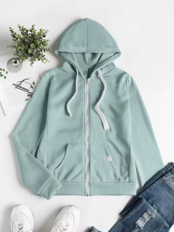 Adjustable Drawstring Women's Casual Zip Hoodie
