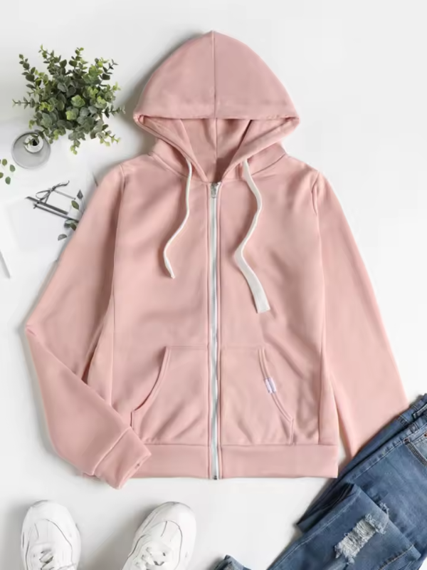 Adjustable Drawstring Women's Casual Zip Hoodie