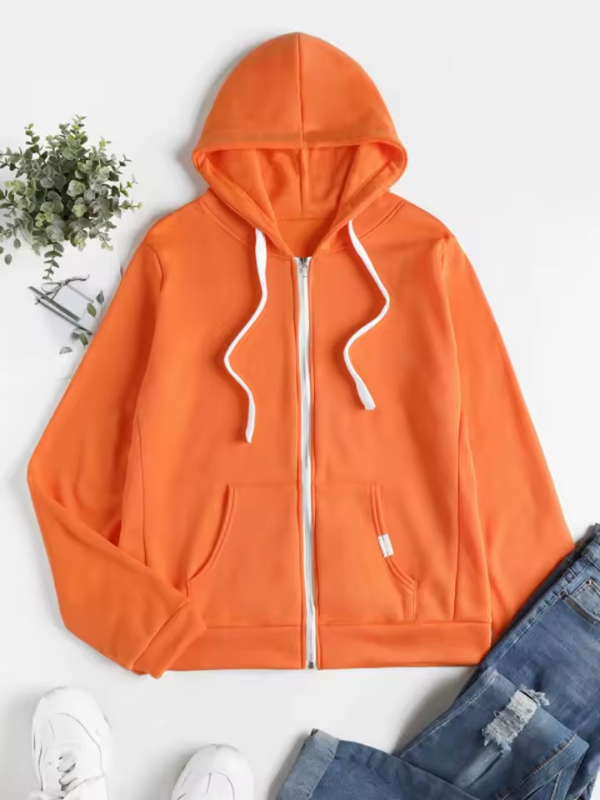 Adjustable Drawstring Women's Casual Zip Hoodie