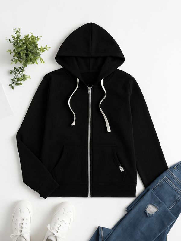 Adjustable Drawstring Women's Casual Zip Hoodie