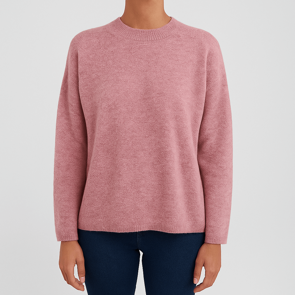 Women's Soft Fabric Round Neck Knit Jumper in Relaxed Fit