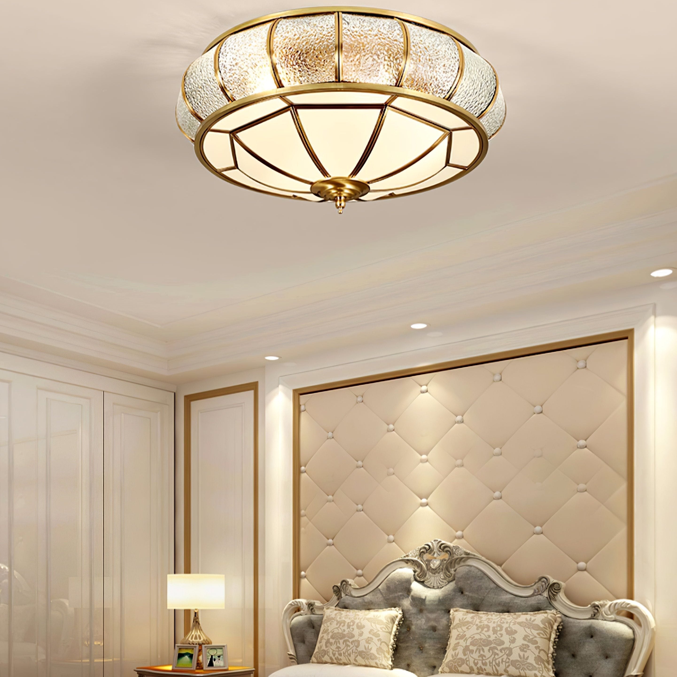 Delmira - Lampada da soffitto rotonda in vetro decorativo