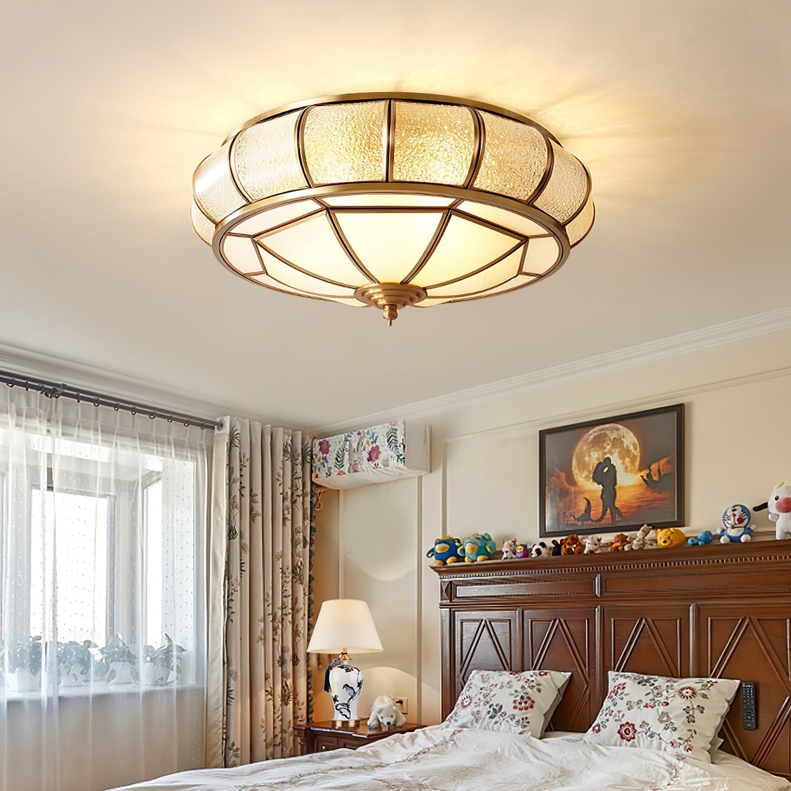 Delmira - Lampada da soffitto rotonda in vetro decorativo