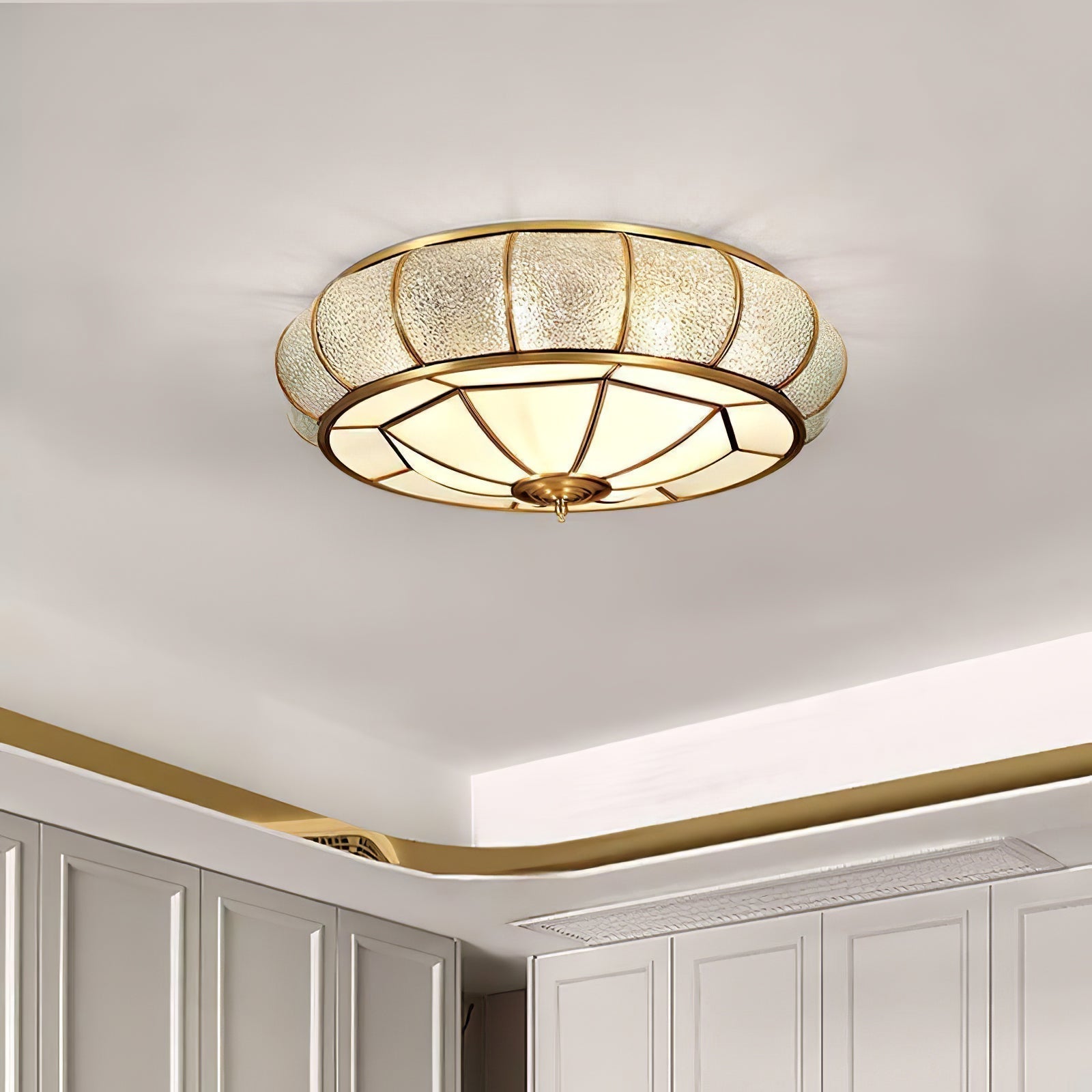 Delmira - Lampada da soffitto rotonda in vetro decorativo