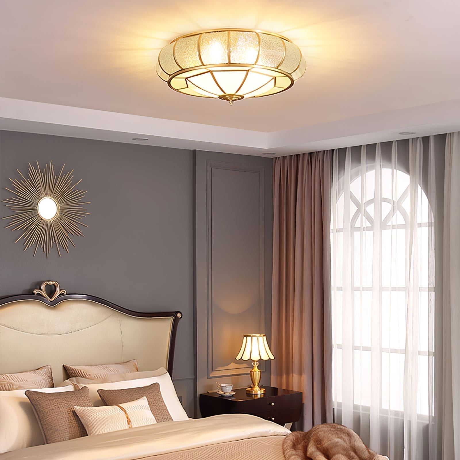 Delmira - Lampada da soffitto rotonda in vetro decorativo