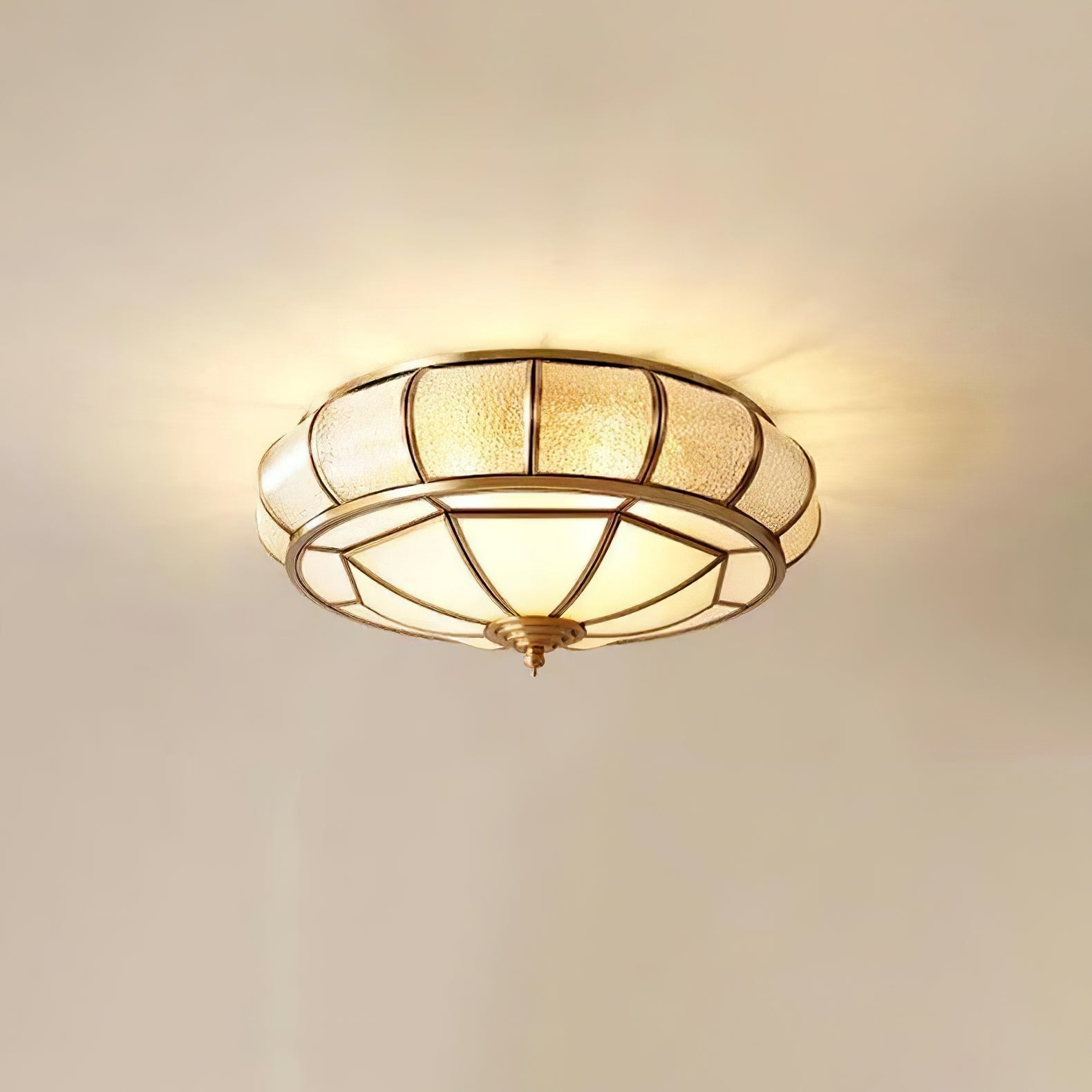 Delmira - Lampada da soffitto rotonda in vetro decorativo