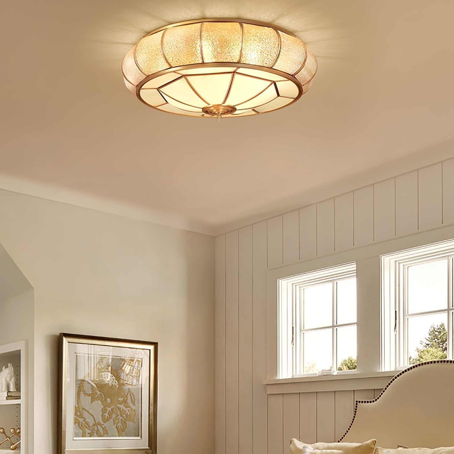 Delmira - Lampada da soffitto rotonda in vetro decorativo