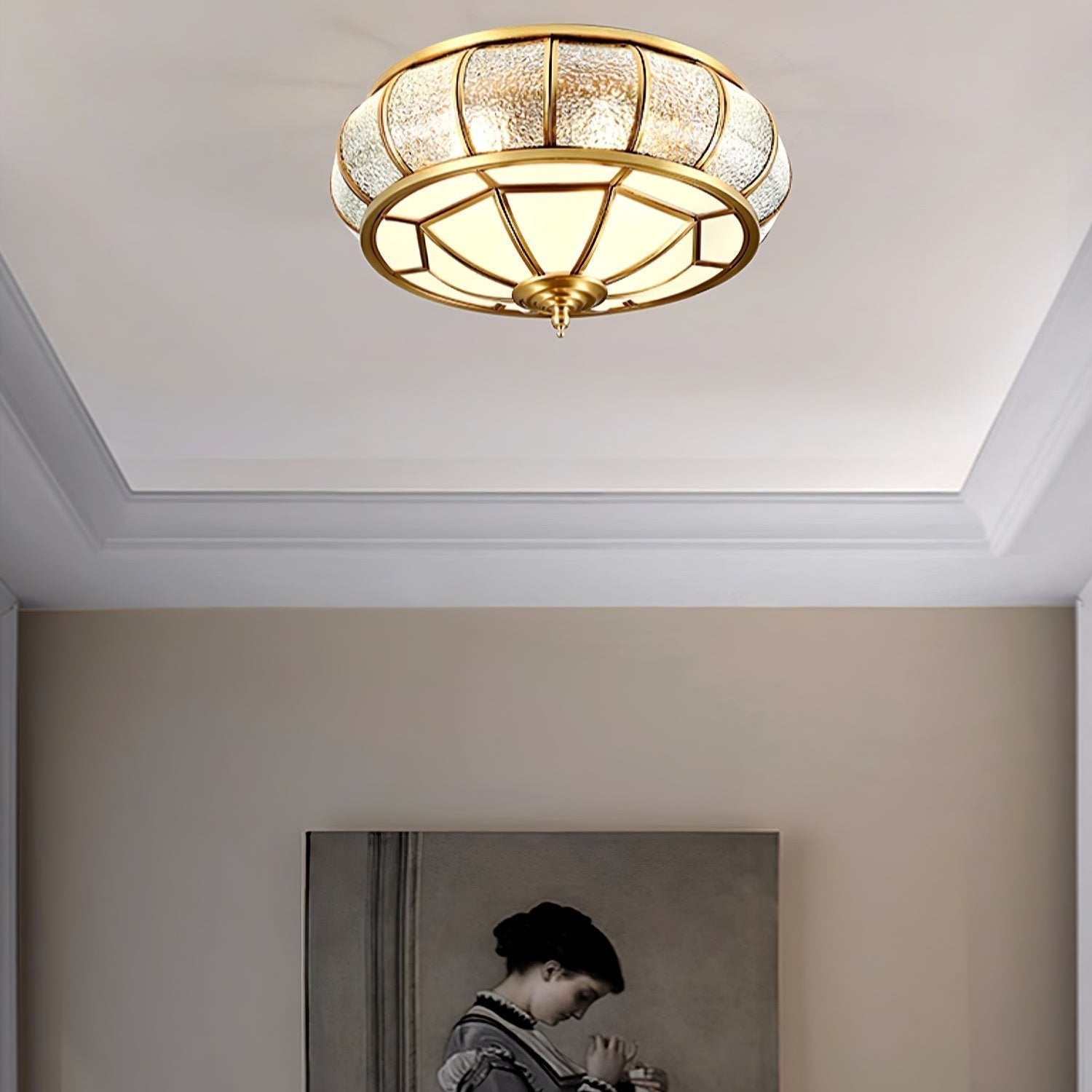 Delmira - Lampada da soffitto rotonda in vetro decorativo