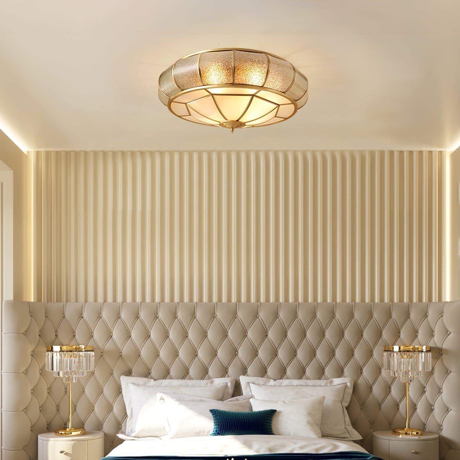 Delmira - Lampada da soffitto rotonda in vetro decorativo