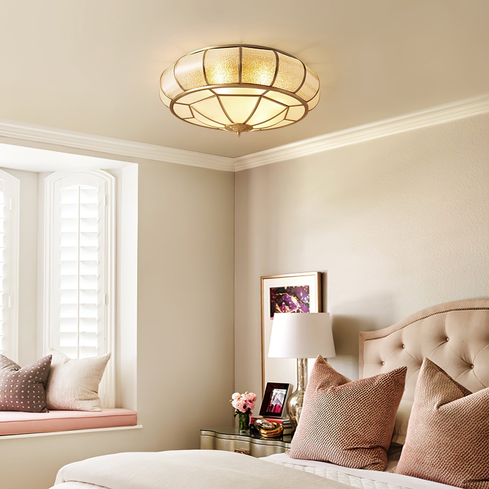 Delmira - Lampada da soffitto rotonda in vetro decorativo