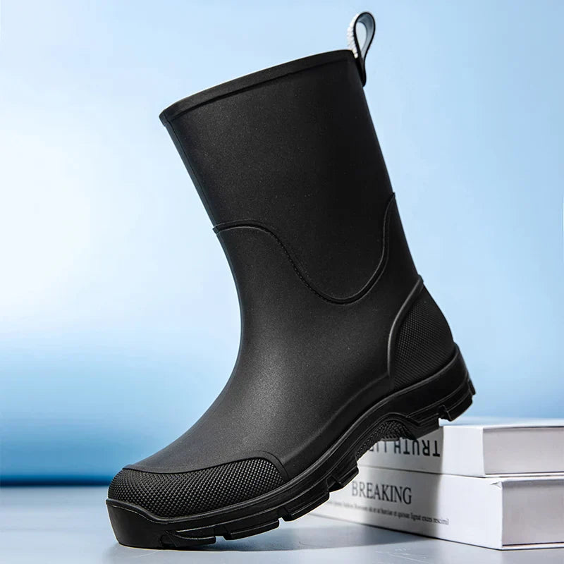 Waterproof Mid-Calf Boots for Women with Non-Slip Sole and Convenient Pull Tab