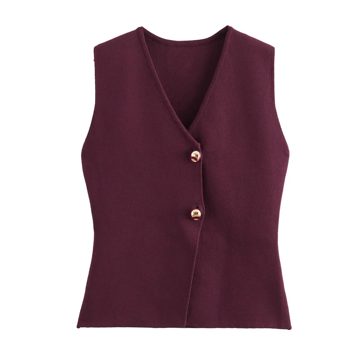 Button-Front Sleeveless Knitted Vest Top for Women