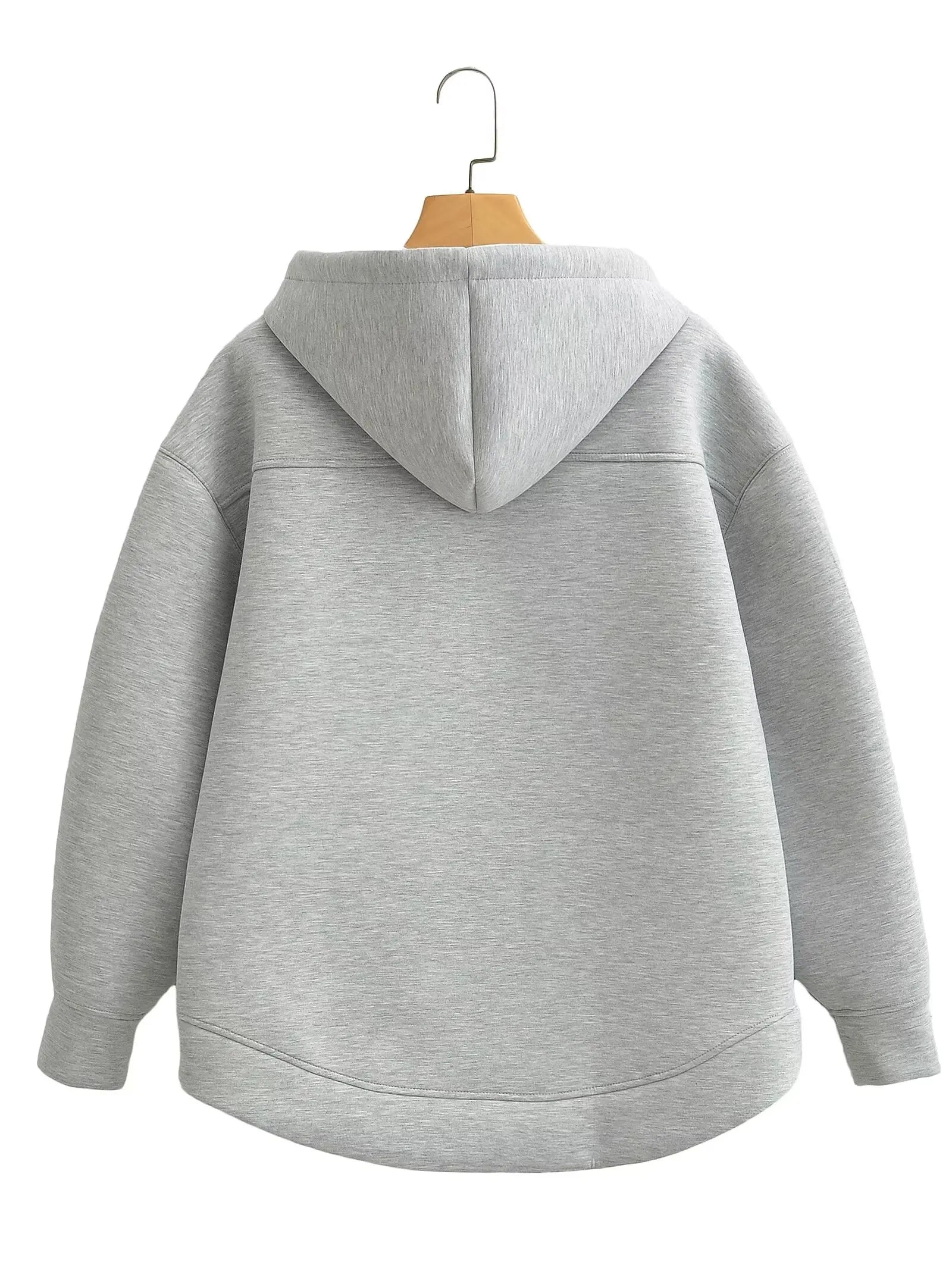 Women's Relaxed Zip-Up Hoodie with Drawstring Hood and Pockets
