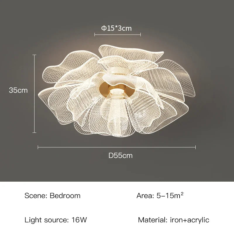 Caelora - Lampada LED a soffitto a forma di fiore per camera da letto e soggiorno