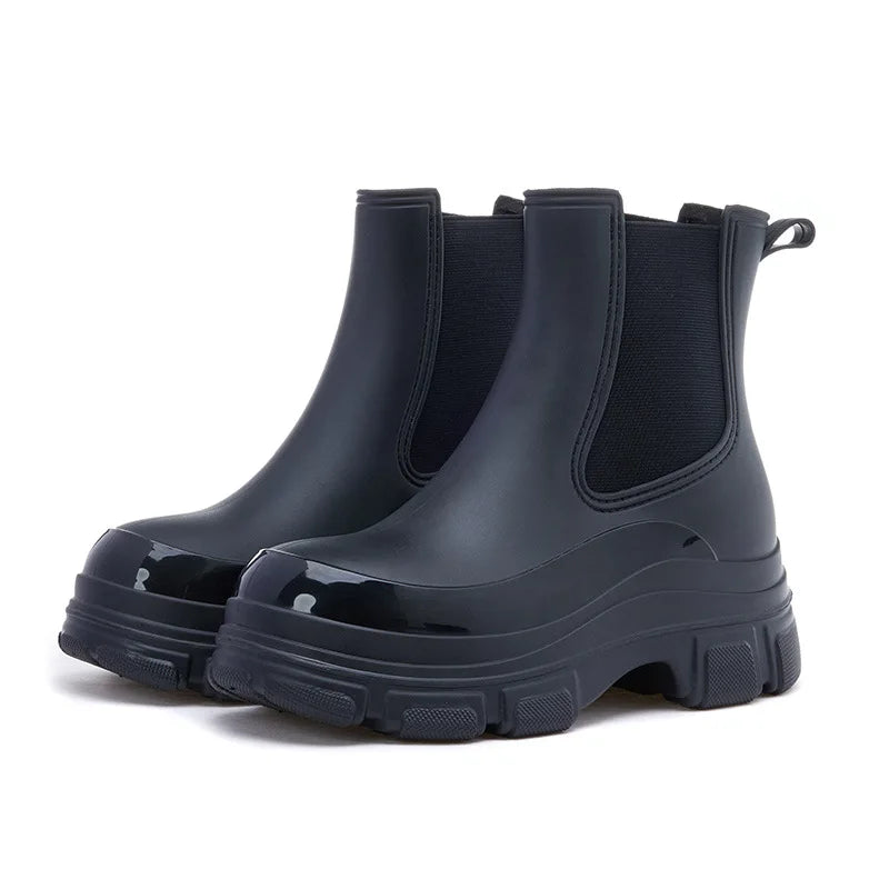 Women's Waterproof Chelsea Boots with Slip-Resistant Chunky Sole