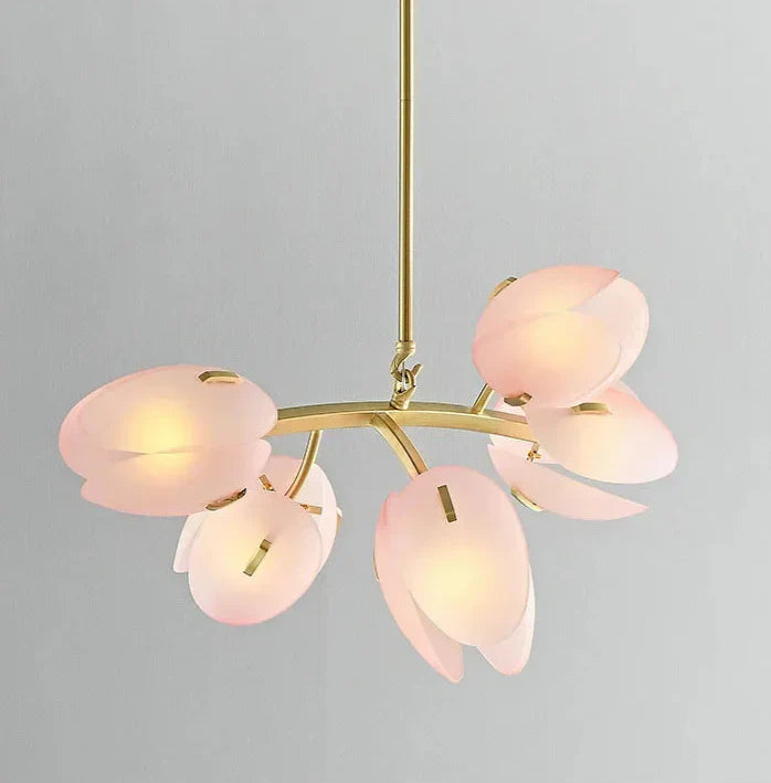 Calypso - Lampada da soffitto in vetro con tulipani rosa in stile scandinavo