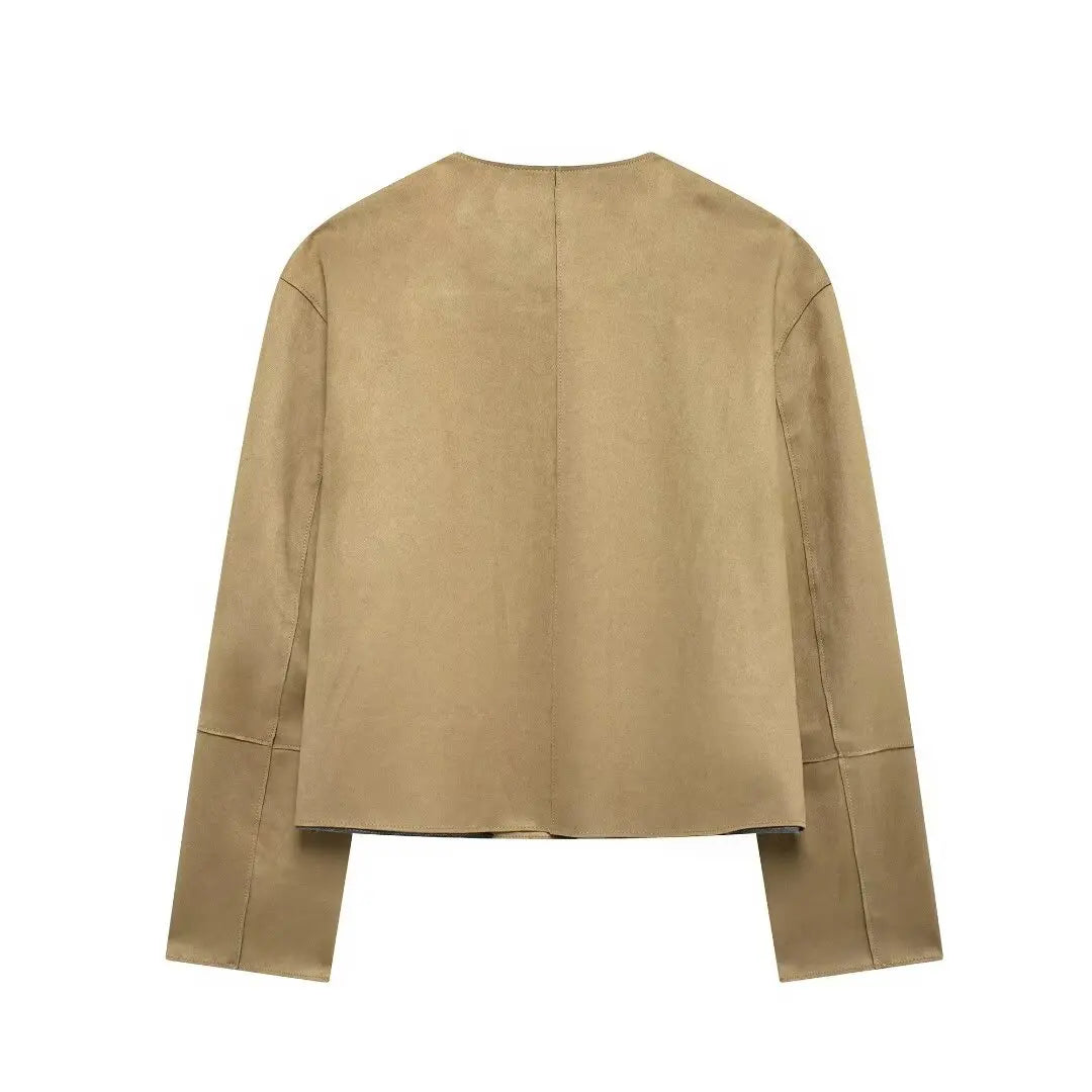 Simple Women's Varsity Bomber Jacket with Button-Up Design