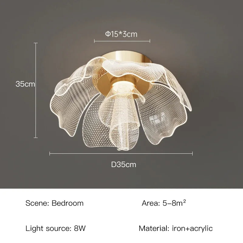 Caelora - Lampada LED a soffitto a forma di fiore per camera da letto e soggiorno