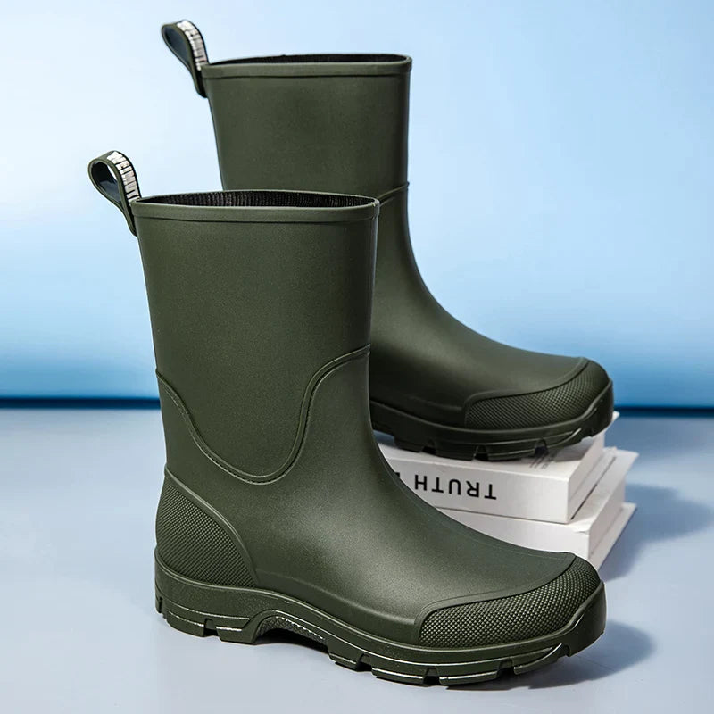 Waterproof Mid-Calf Boots for Women with Non-Slip Sole and Convenient Pull Tab