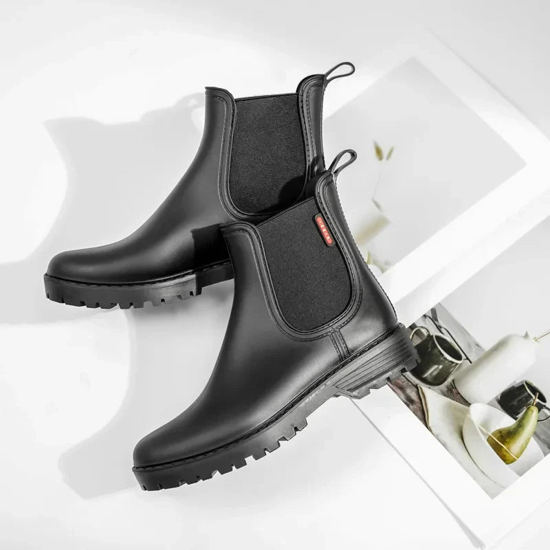 Women's Waterproof Chelsea Rain Boots Featuring a Non-Slip Rubber Sole