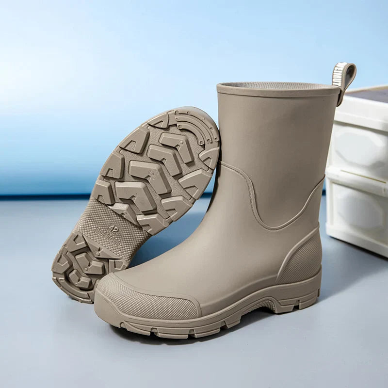 Waterproof Mid-Calf Boots for Women with Non-Slip Sole and Convenient Pull Tab