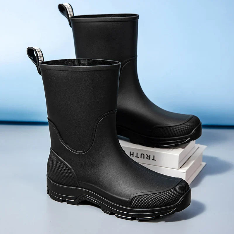 Waterproof Mid-Calf Boots for Women with Non-Slip Sole and Convenient Pull Tab