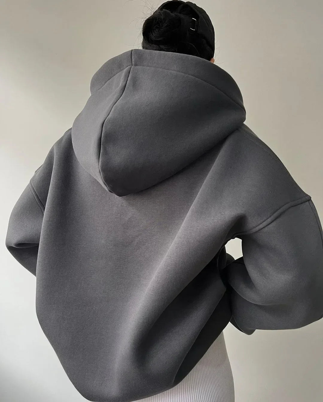 Women's Relaxed Fit Pullover Hoodie with Open V-Neck Design