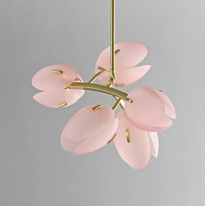 Calypso - Lampada da soffitto in vetro con tulipani rosa in stile scandinavo