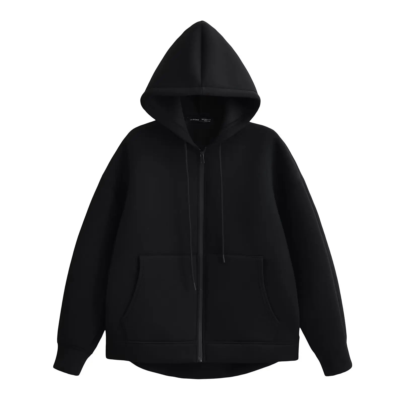 Women's Relaxed Zip-Up Hoodie with Drawstring Hood and Pockets