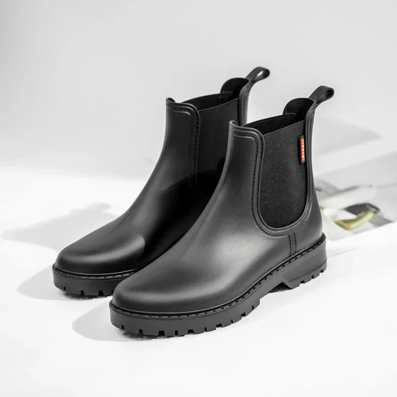 Women's Waterproof Chelsea Rain Boots Featuring a Non-Slip Rubber Sole