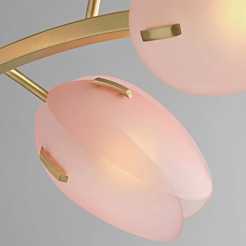 Calypso - Lampada da soffitto in vetro con tulipani rosa in stile scandinavo