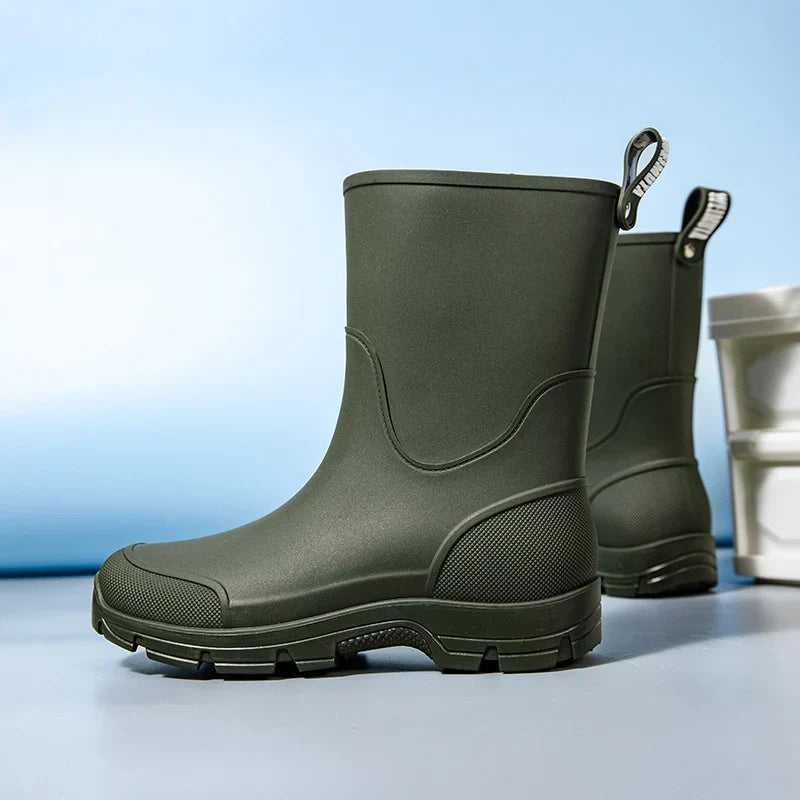 Waterproof Mid-Calf Boots for Women with Non-Slip Sole and Convenient Pull Tab