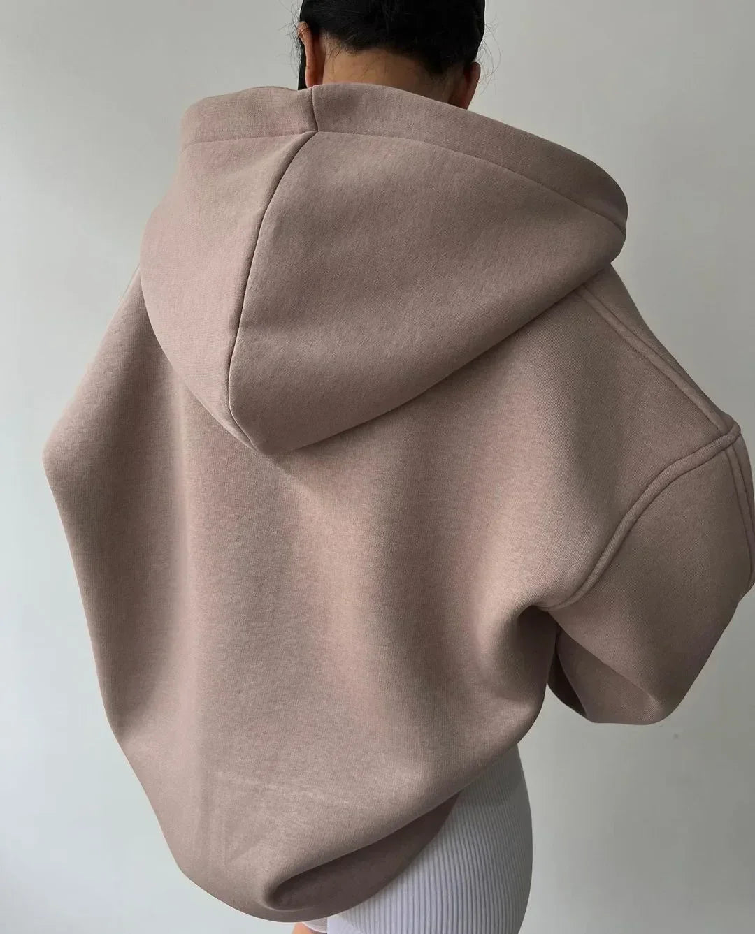 Women's Relaxed Fit Pullover Hoodie with Open V-Neck Design