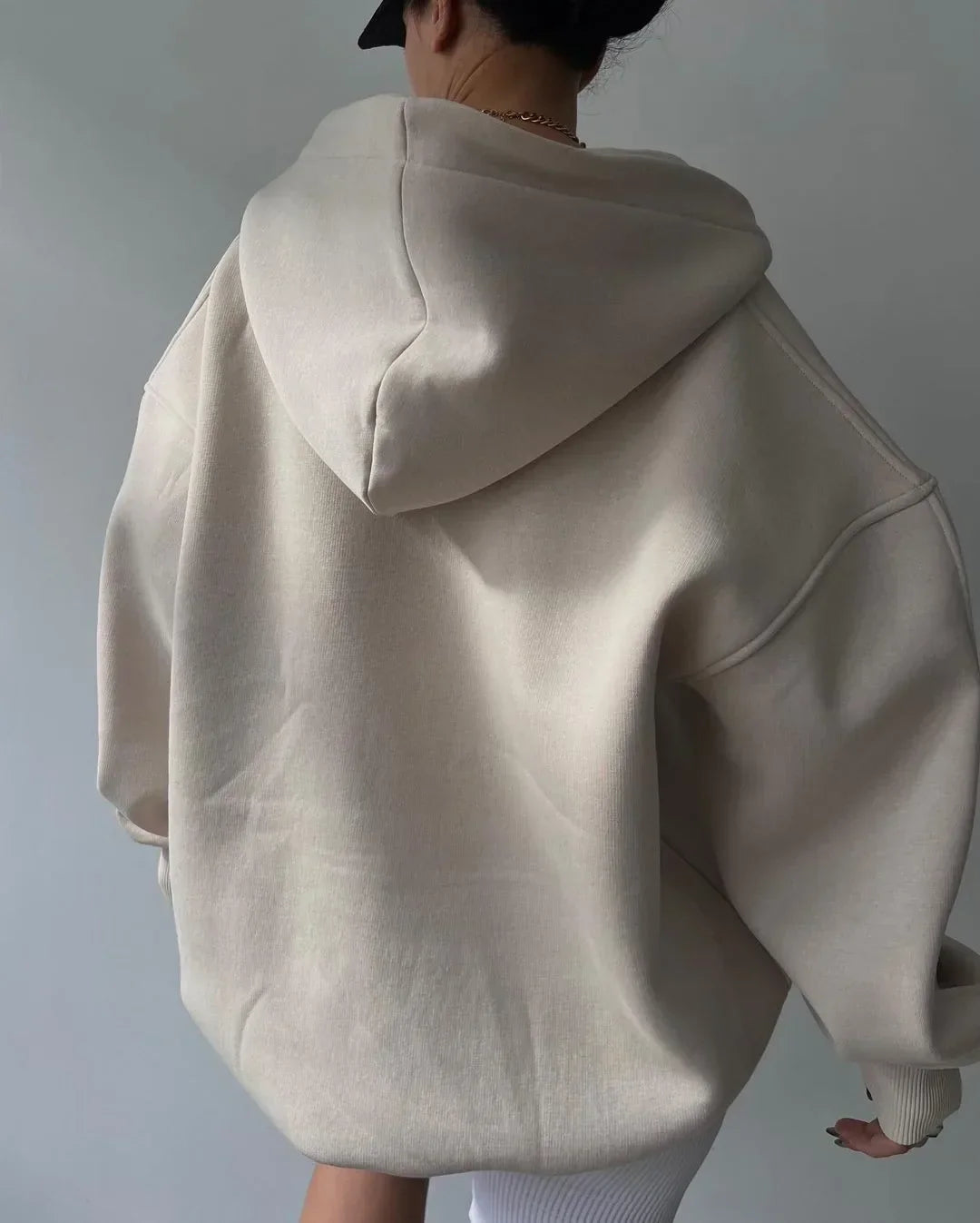Women's Relaxed Fit Pullover Hoodie with Open V-Neck Design