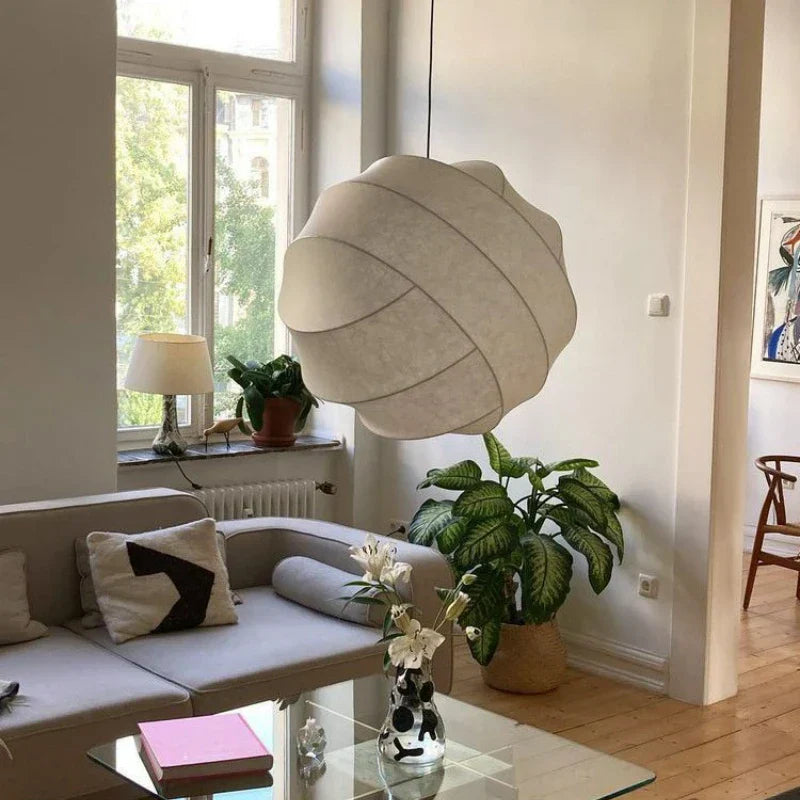 Calythea - LED Silk Pendant Lamp in Wabi Sabi Style
