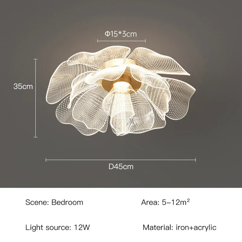 Caelora - Lampada LED a soffitto a forma di fiore per camera da letto e soggiorno
