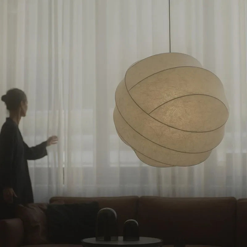 Calythea - LED Silk Pendant Lamp in Wabi Sabi Style