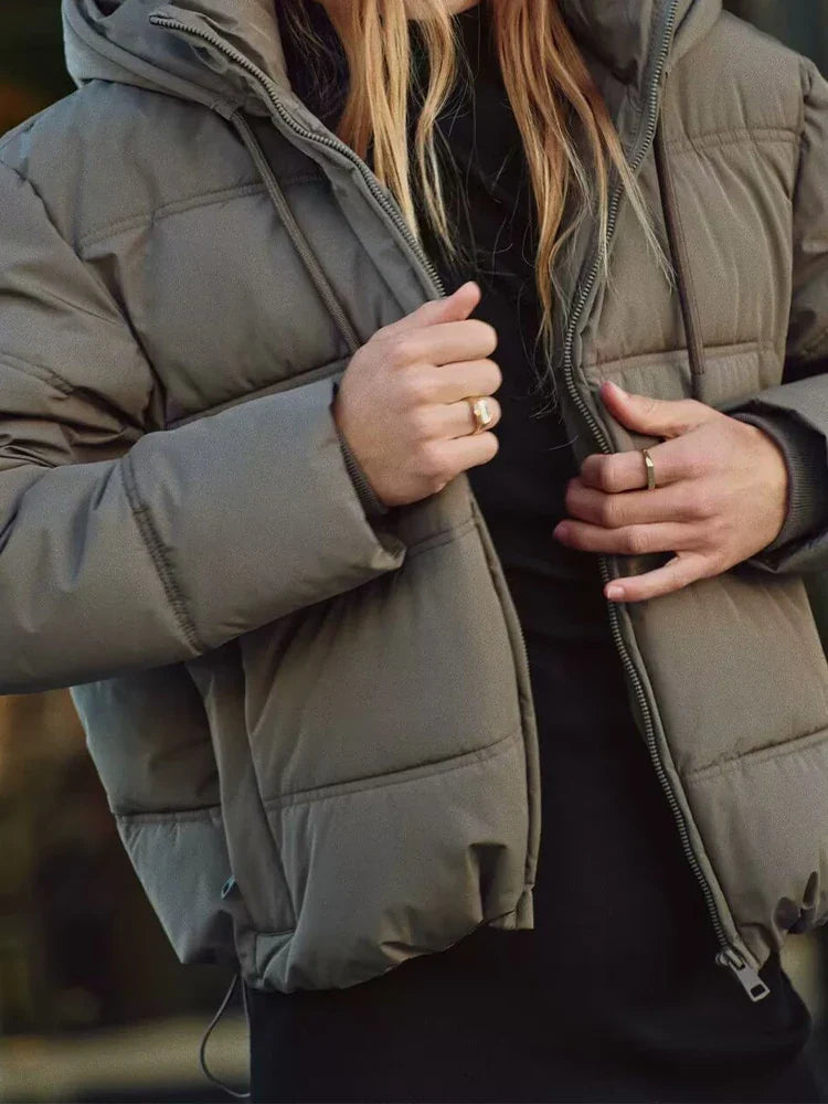 Quilted Insulated Hooded Puffer Jacket for Women