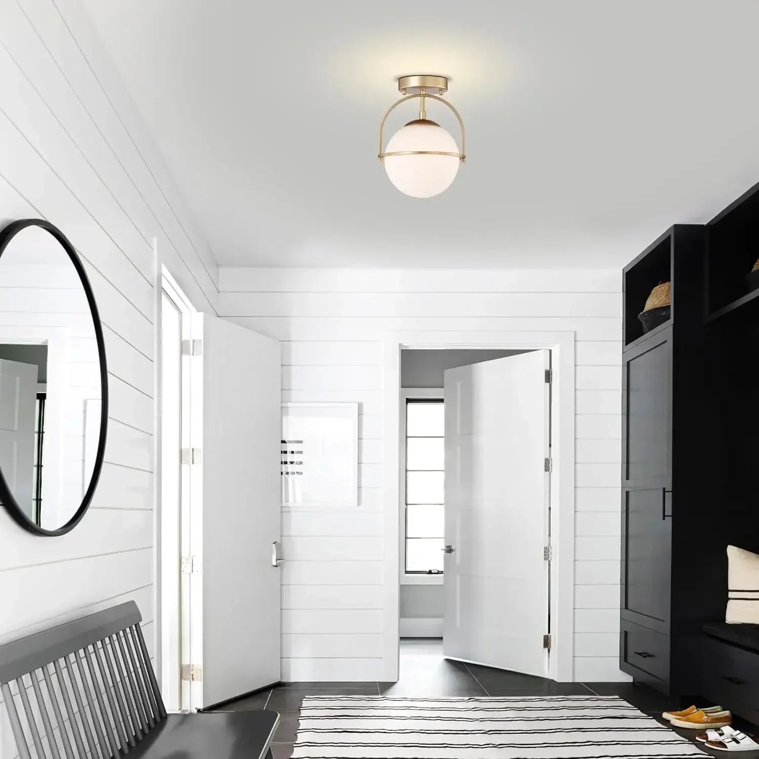 Corinna - Lampada da soffitto in vetro opalino in stile scandinavo