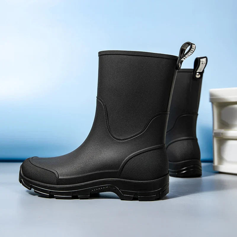 Waterproof Mid-Calf Boots for Women with Non-Slip Sole and Convenient Pull Tab