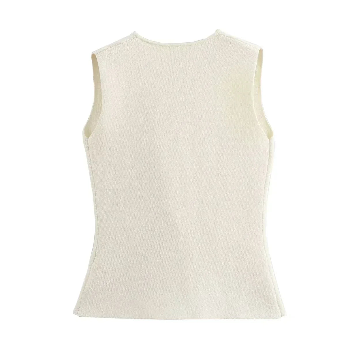 Button-Front Sleeveless Knitted Vest Top for Women