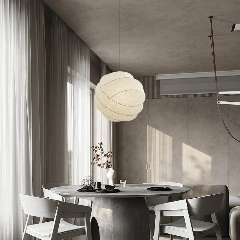 Calythea - LED Silk Pendant Lamp in Wabi Sabi Style