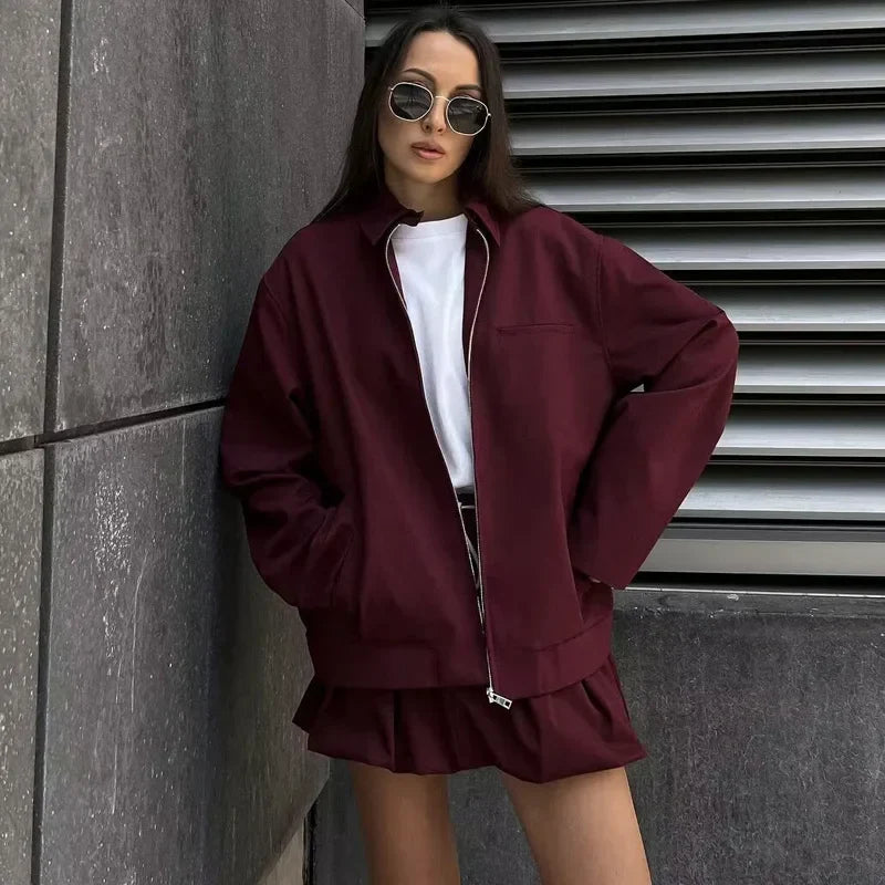 Contemporary Tailored Long Sleeve Cropped Bomber Jacket for Women