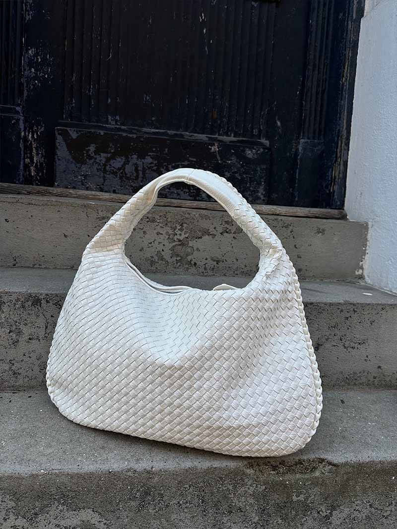 Women's Large Woven Shoulder Bag with Soft Slouchy Design