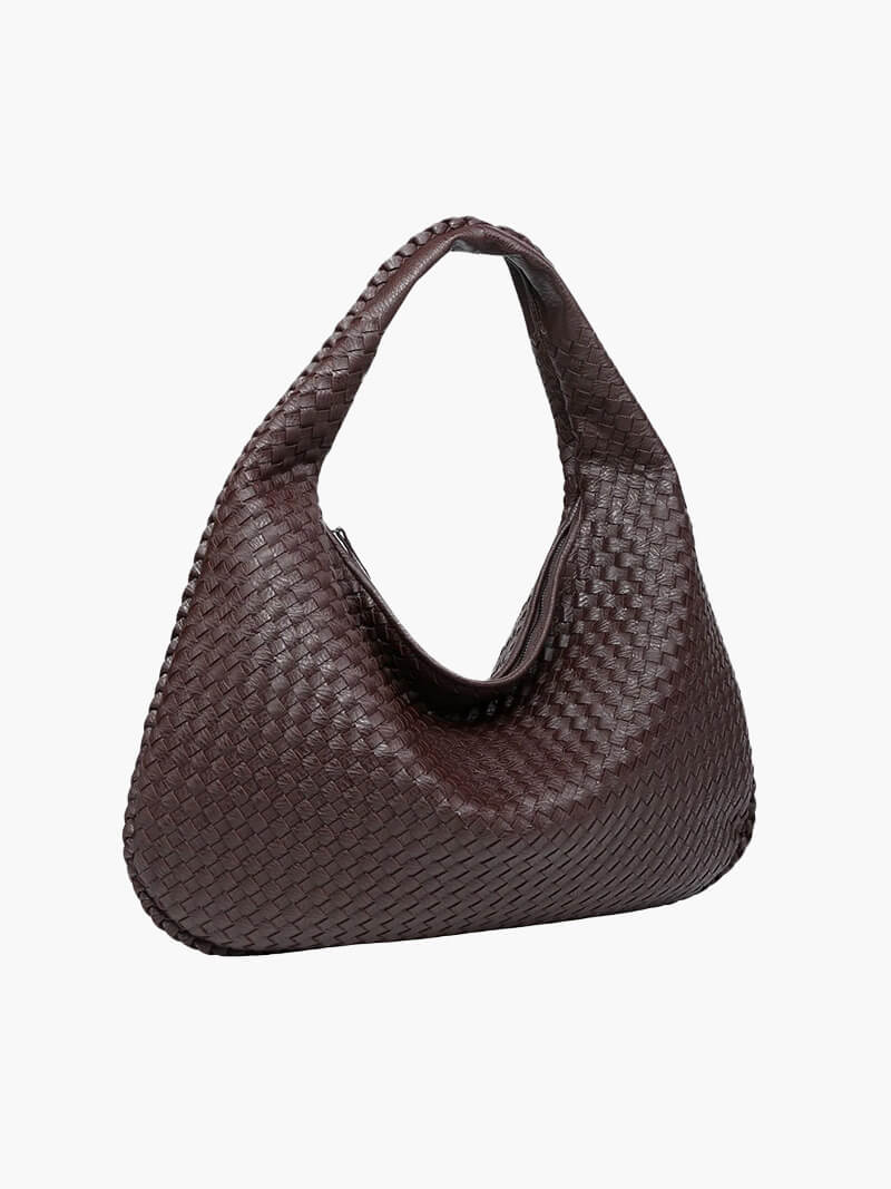 Women's Large Woven Shoulder Bag with Soft Slouchy Design