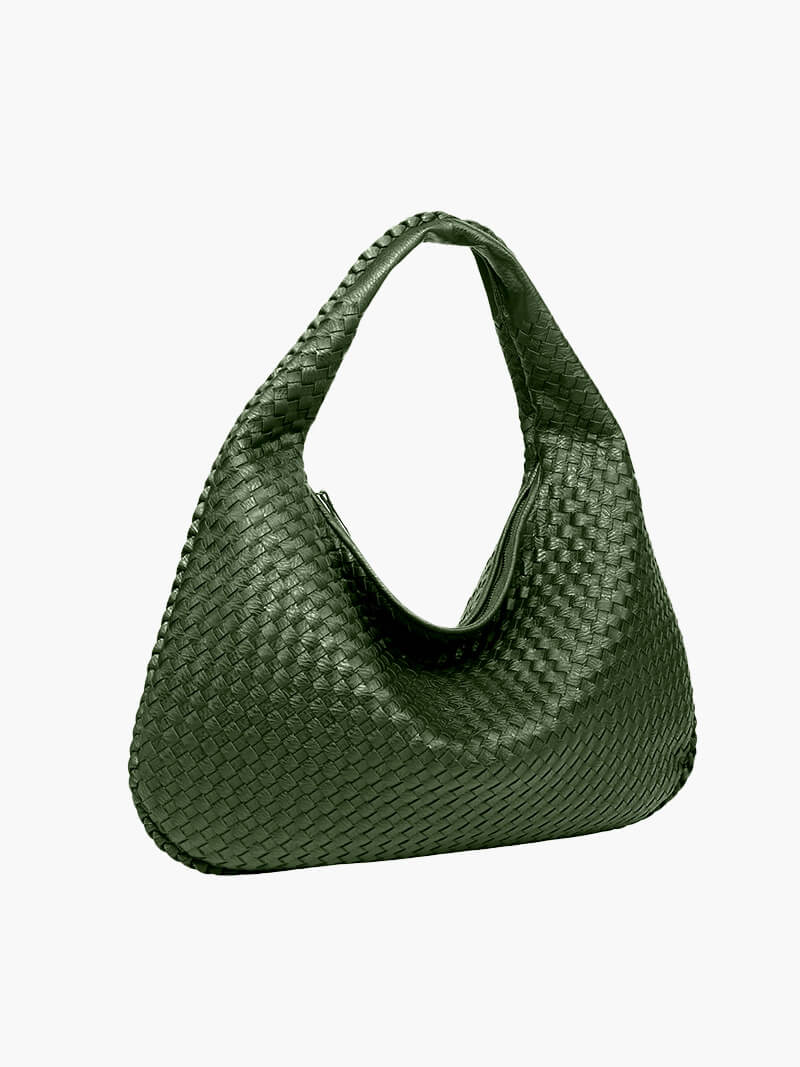 Women's Large Woven Shoulder Bag with Soft Slouchy Design
