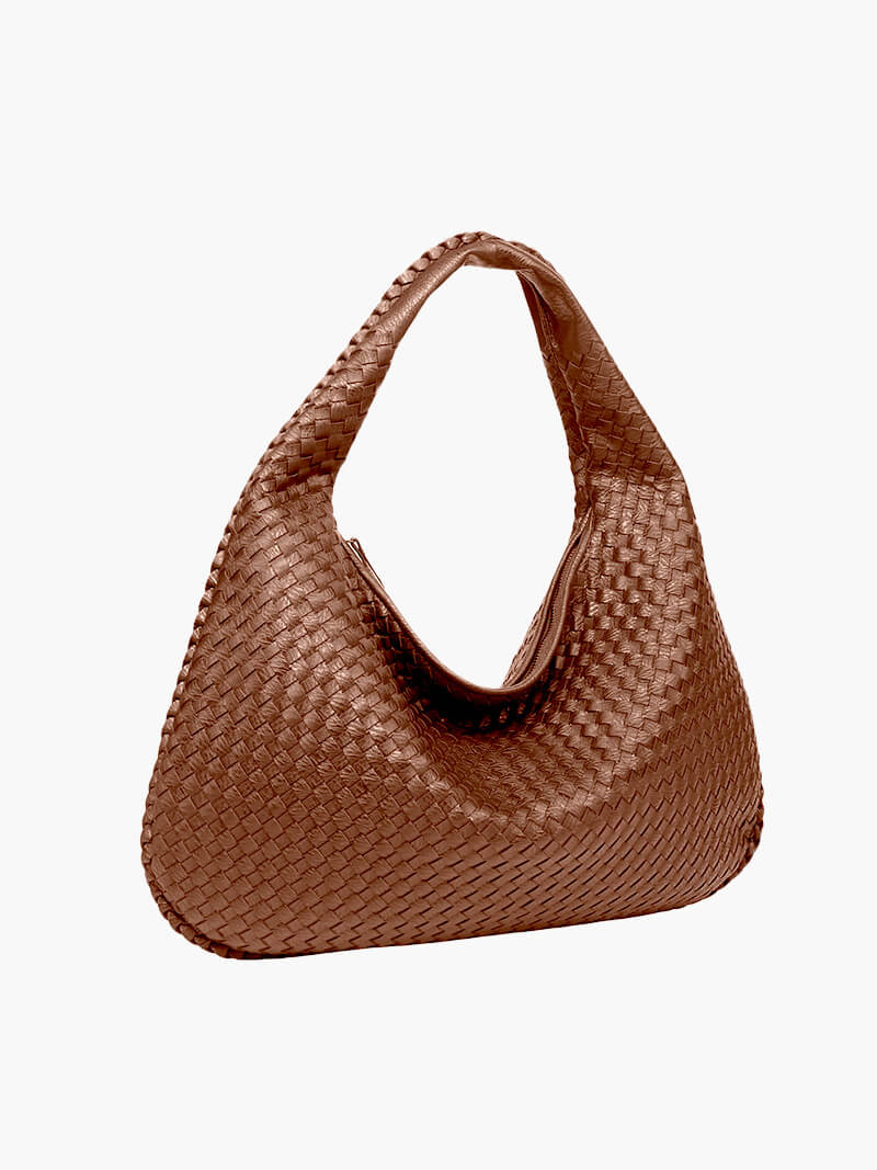 Women's Large Woven Shoulder Bag with Soft Slouchy Design